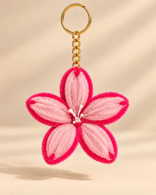 A pink lily keyring
